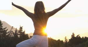 Yoga with sun shining through