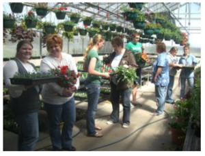 Students in Greenhouse